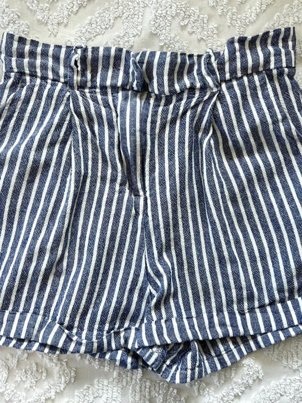 Blue & White Stripe Linen Forever 21 Shorts | Size Small Fits XS | Nautical